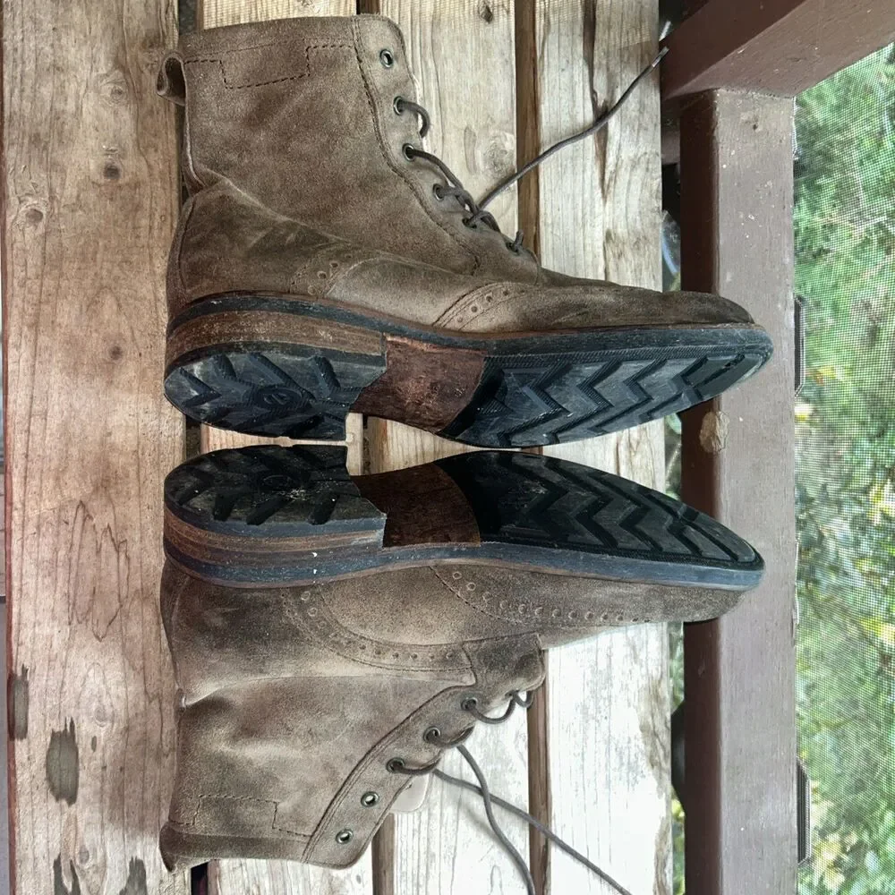 ECCO Wingtip Service Boots Mens 12 EU 45 Brown Suede Lace Up